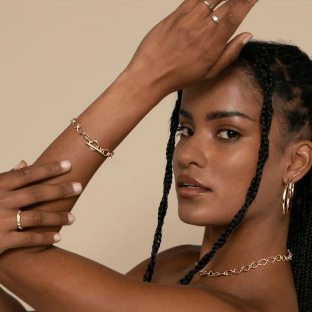 Tiffany style gold chain link adjustable bracelet